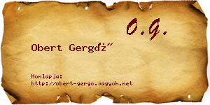 Obert Gergő névjegykártya